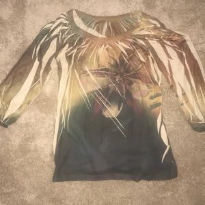 3/4 Sleeved Multicolored Shirt Women’s Sz M